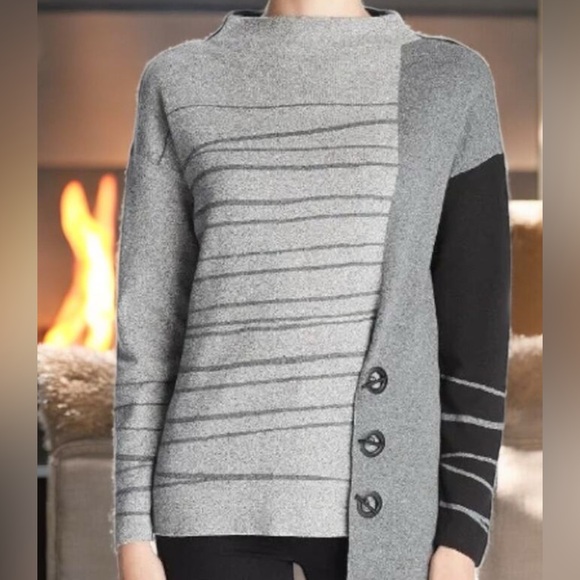 Heathered Gray and Rose Sweater - Picture 2 of 6